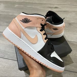 Gently used Air Jordan 1 Mid GS Crimson Tint